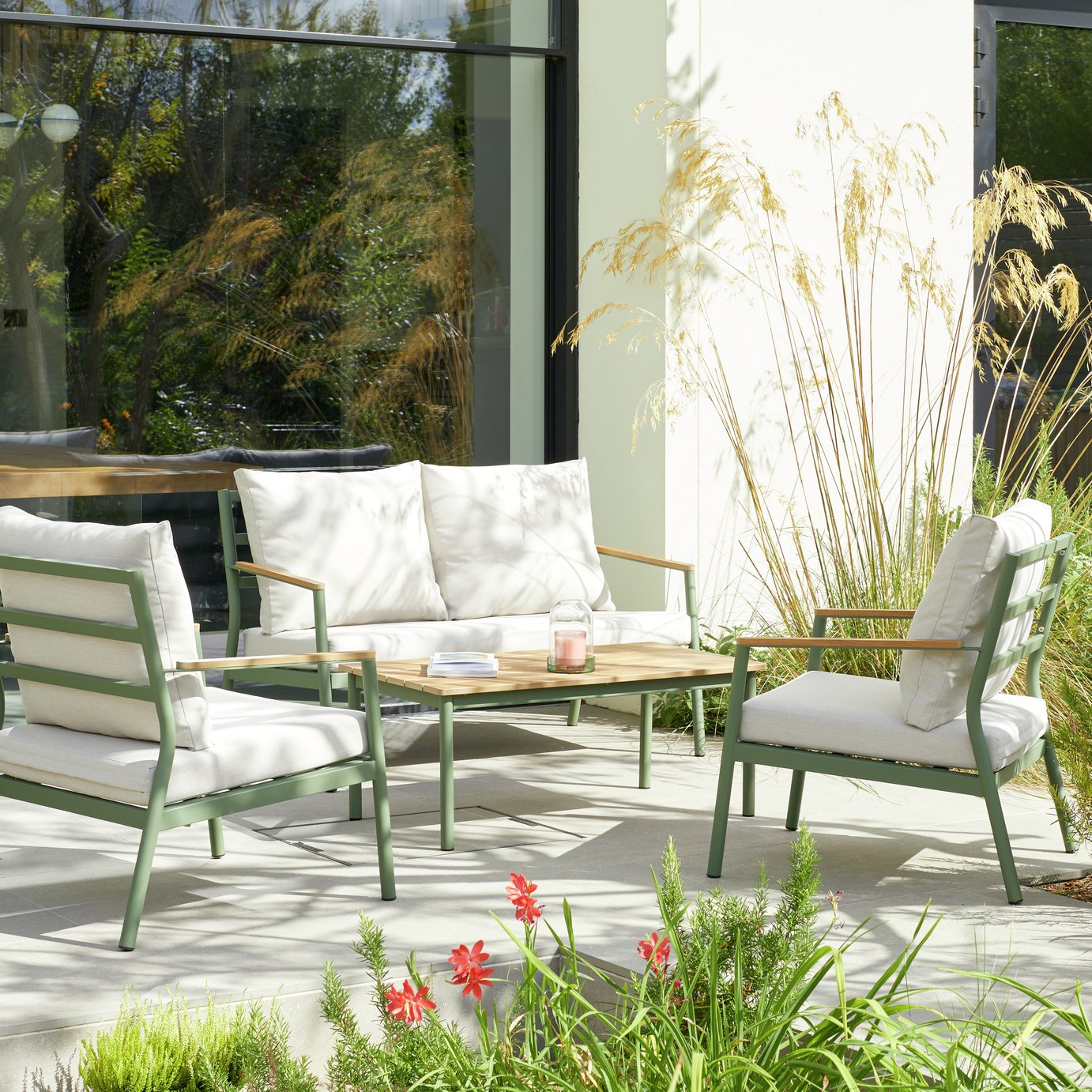 Habitat Mylar 4 Seater Metal Garden Sofa Set - Green