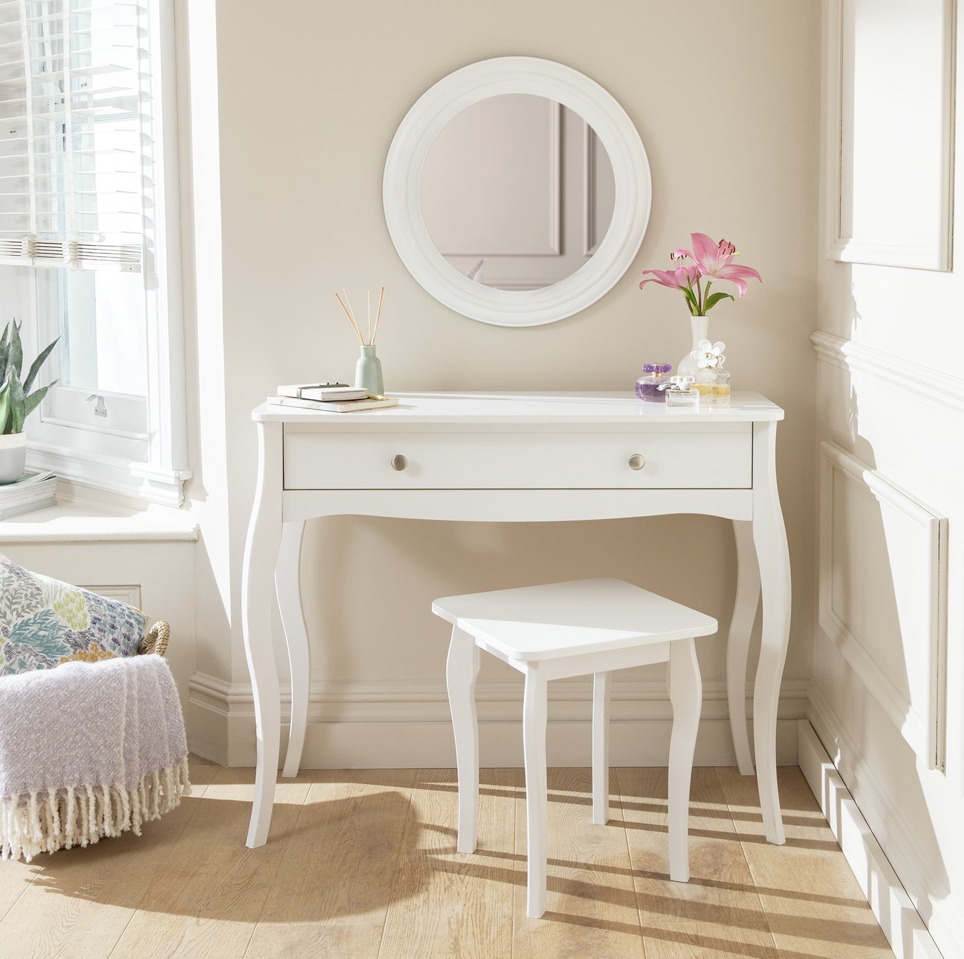 Argos Home Amelie 1 Drawer Dressing Table And Stool -White