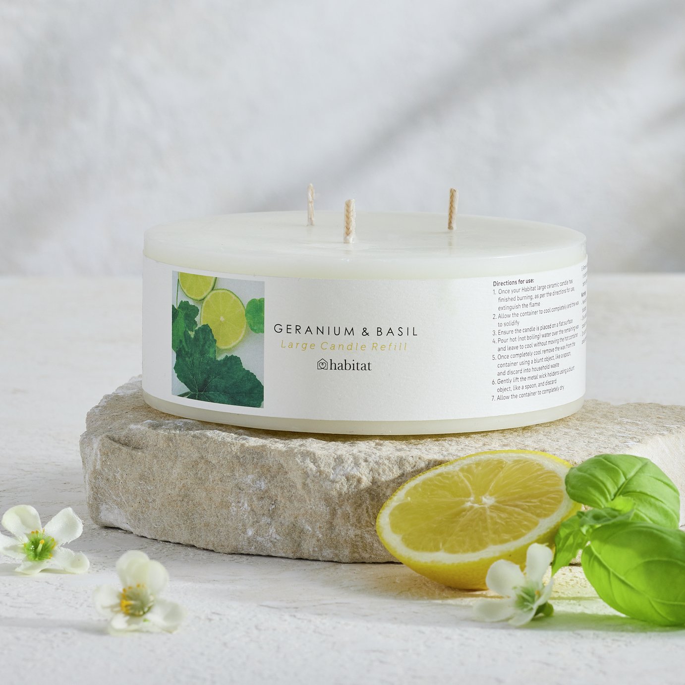 Habitat Wax Candle Refill - Geranium & Basil