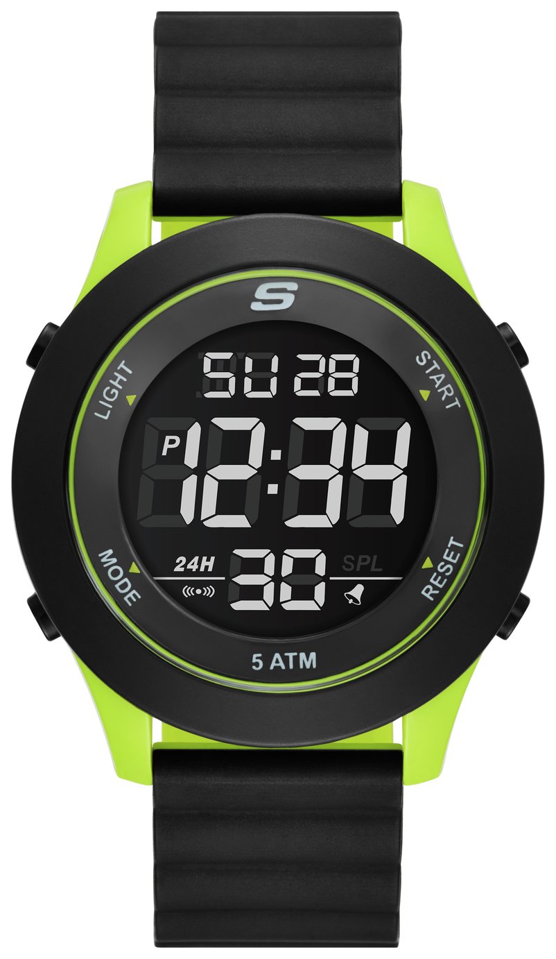 Skechers Magnetic Band Black & Green Silicone Strap Watch