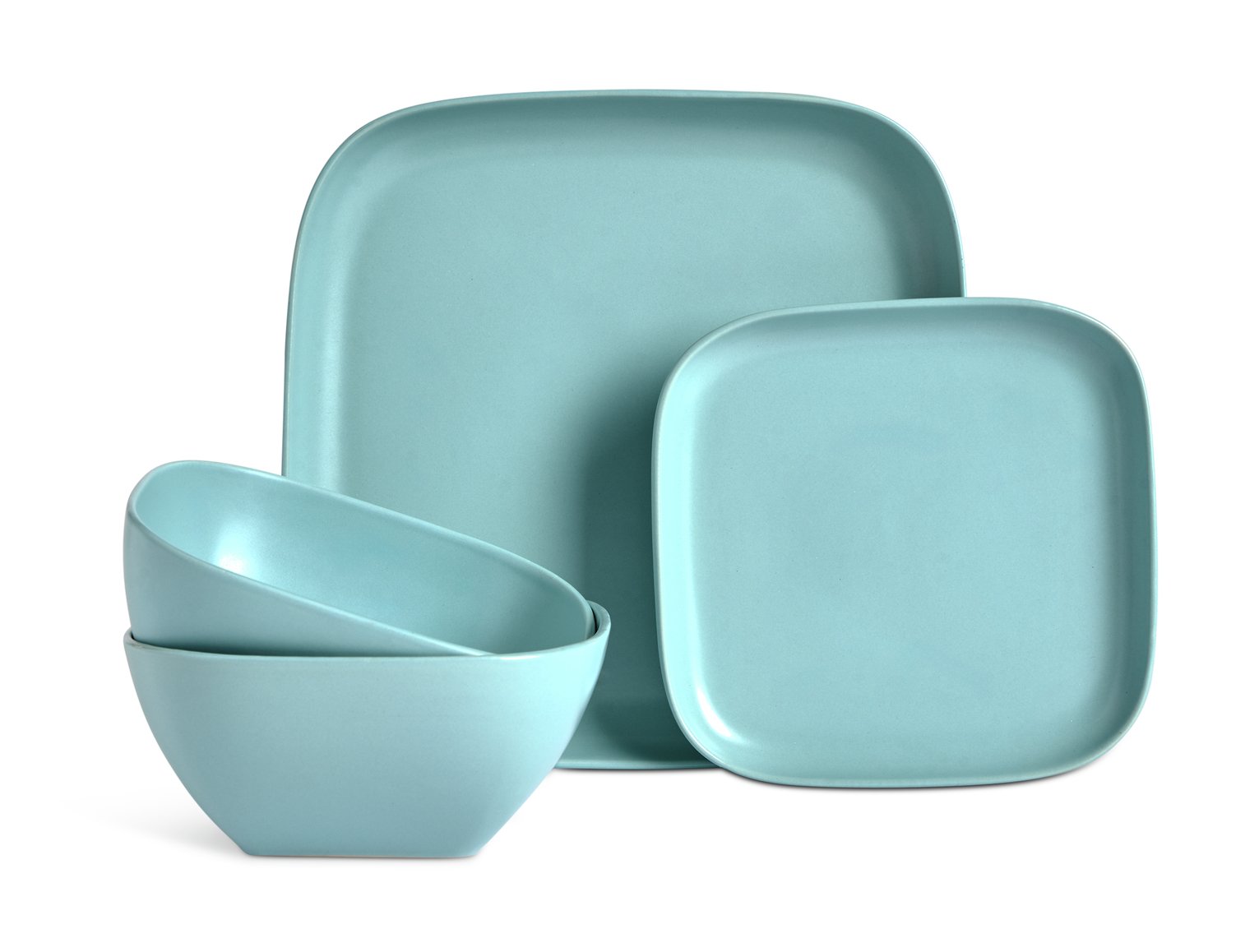 Habitat 12 Piece Stoneware Dinner Set - Matte DuckEgg