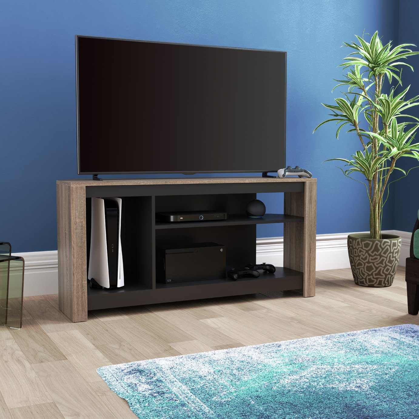 AVF Calibre Alto Up to 60 Inch TV Stand - Sawn Oak & Black