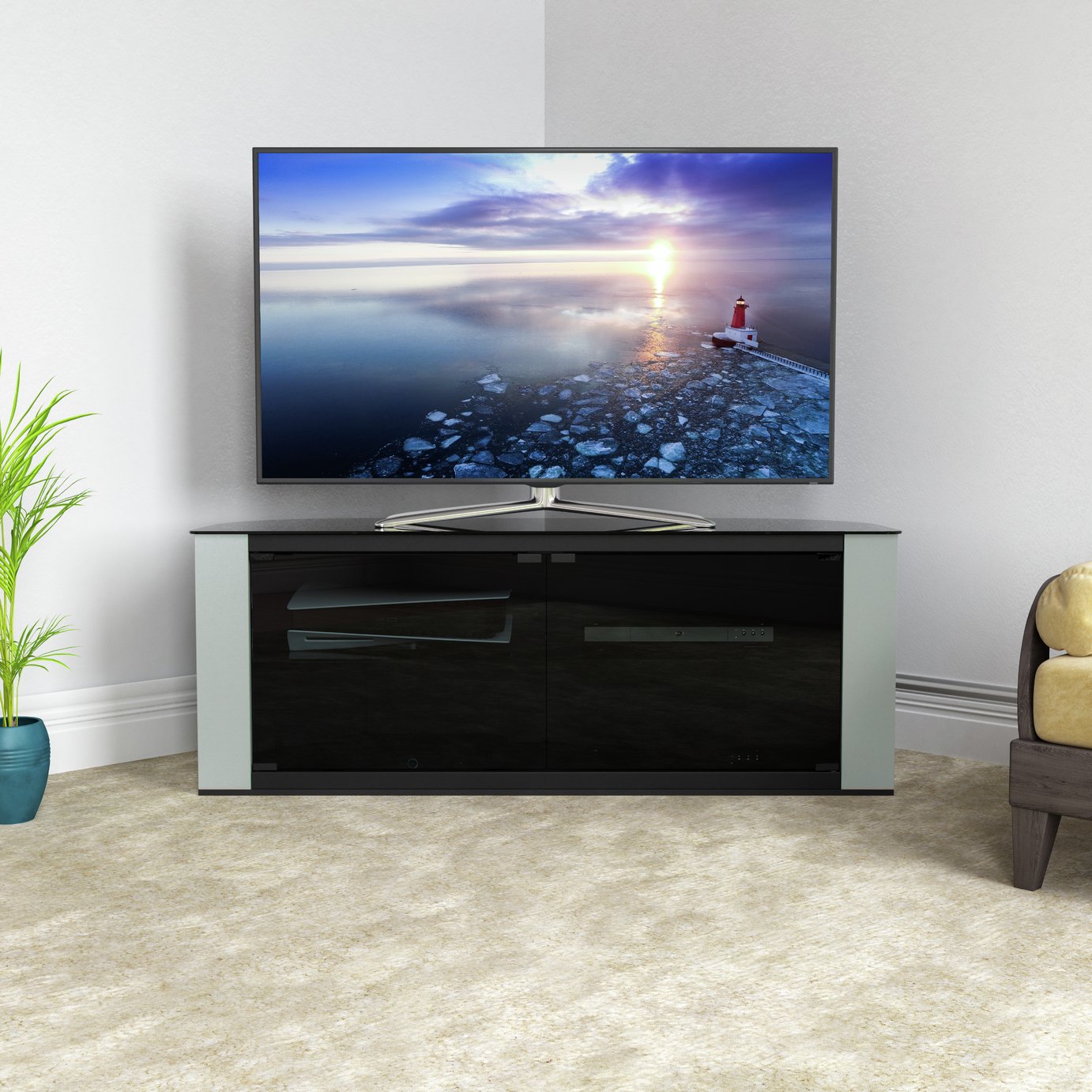 AVF Gallery Up to 60 Inch TV Stand - Pebble Grey & Black