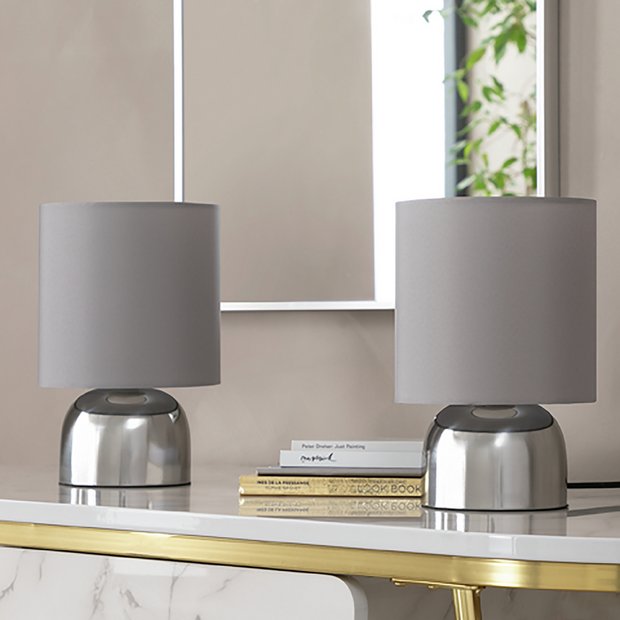 Grey silver deals bedside lamps