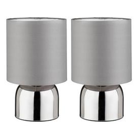 Argos Home Pair of Touch Table Lamps - Flint Grey and Chrome