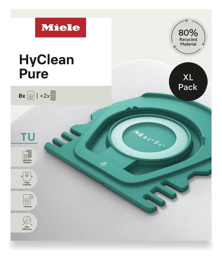 Miele HyClean Pure TU Dust Bags - XL Pack of 8