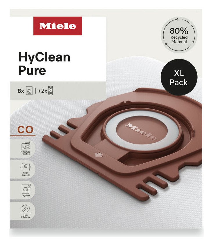 Miele HyClean Pure CO Dust Bags - XL Pack of 8