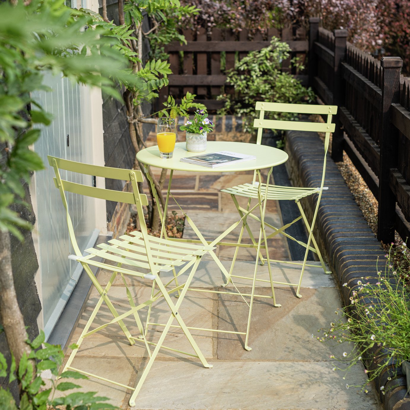 Habitat Eve 2 Seater Folding Metal Garden Bistro Set- Yellow