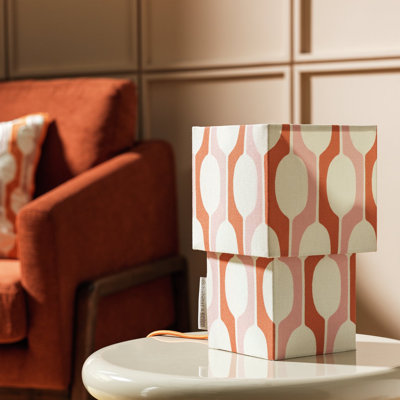 Habitat x Scion Small Billow Fabric Table Lamp - Orange
