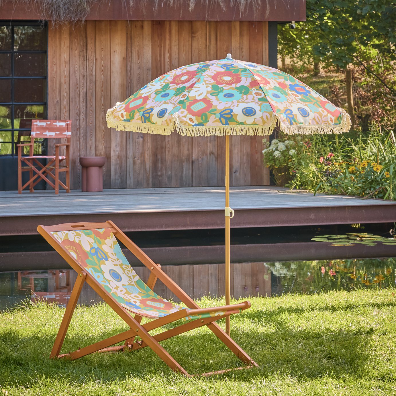 Habitat x Scion 1.6m  Garden Parasol - Kukkia Print