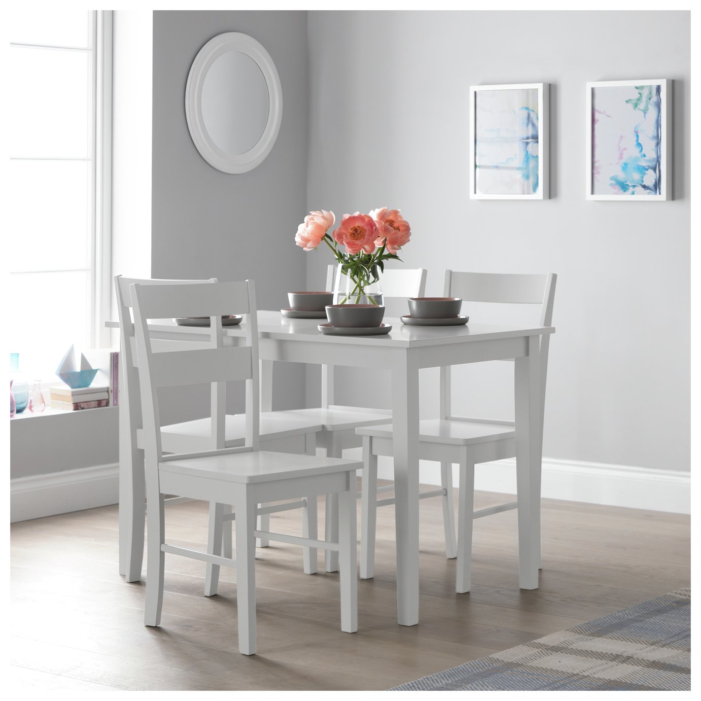 Argos Home Chicago Pair of Solid Wood Dining Chair - White