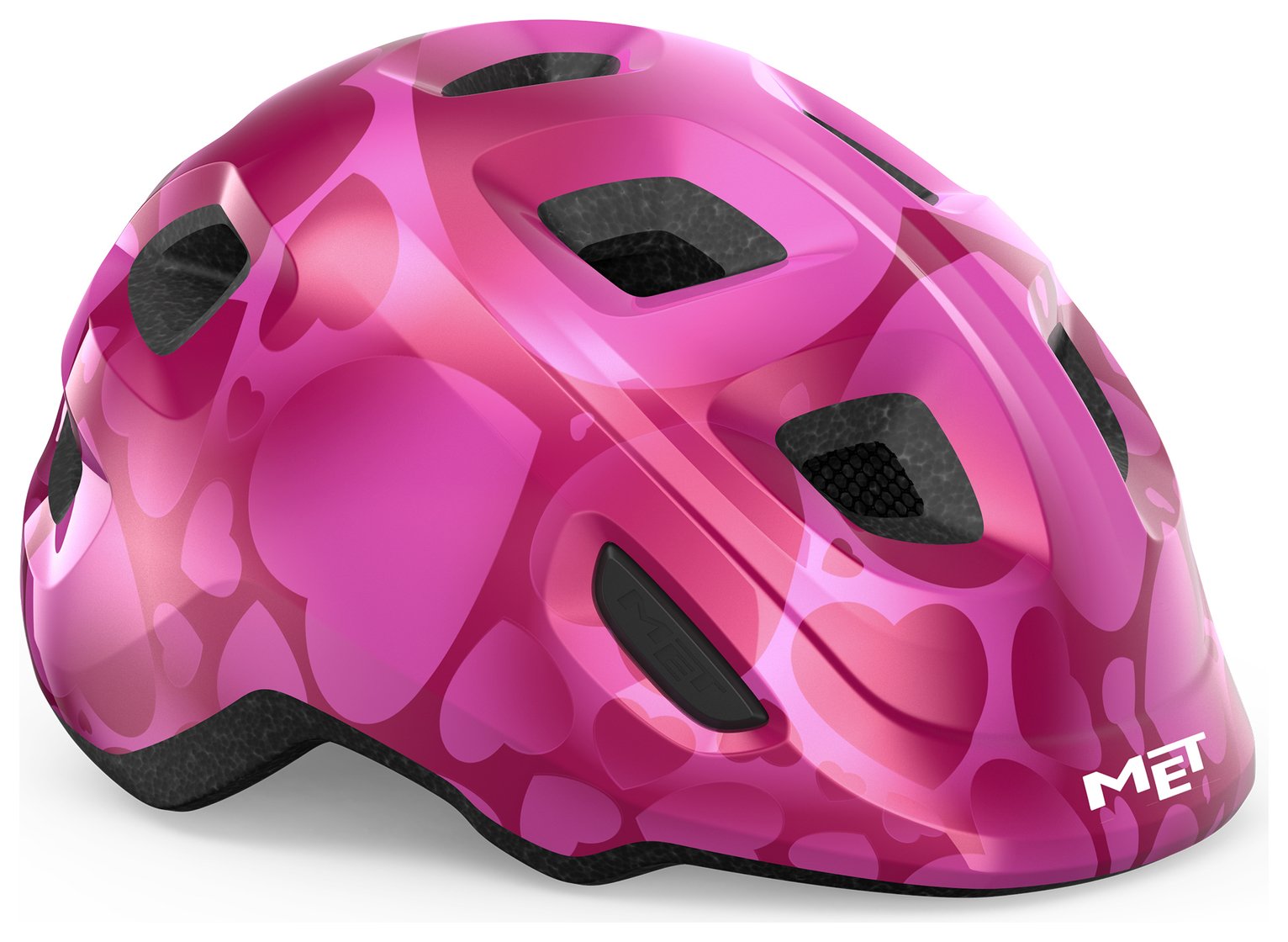 Met Hooray Kids Helmet - Pink Hearts Glossy