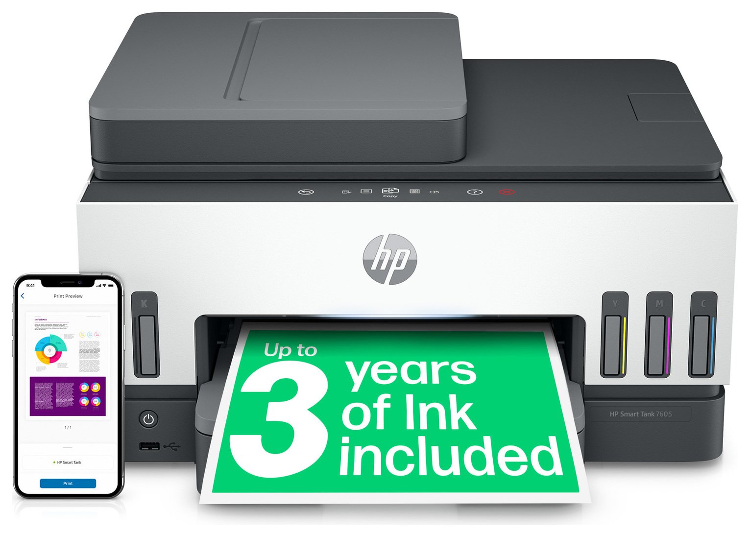 HP Smart Tank 7605 AIO Wireless Tank Printer & 3 Years Ink 