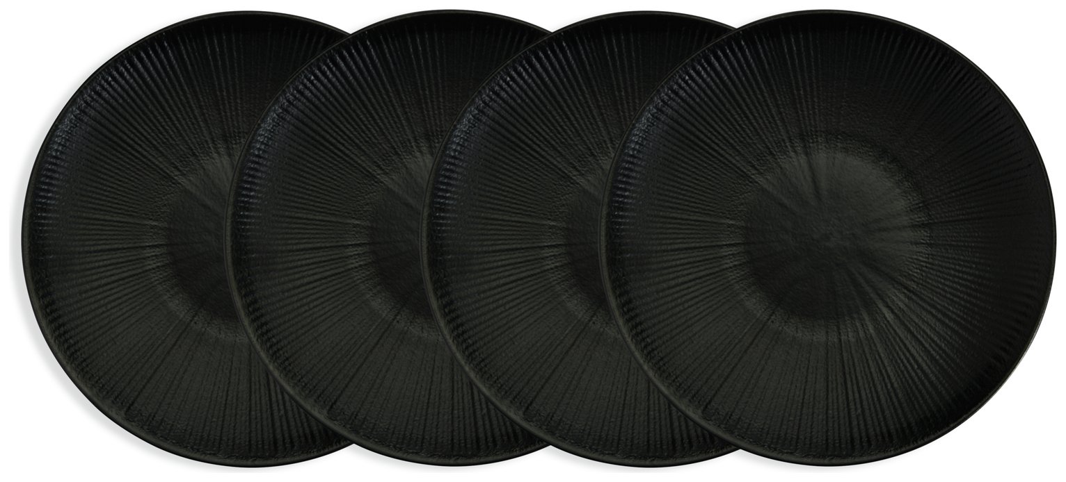 Habitat Black Textured Picnic Dinner Plate – set of 4