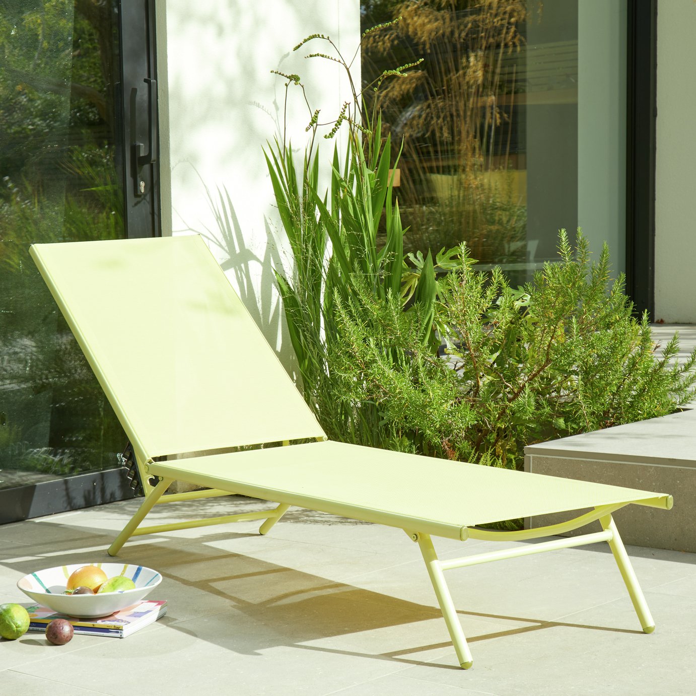 Habitat Cali Metal Sun Lounger -Yellow