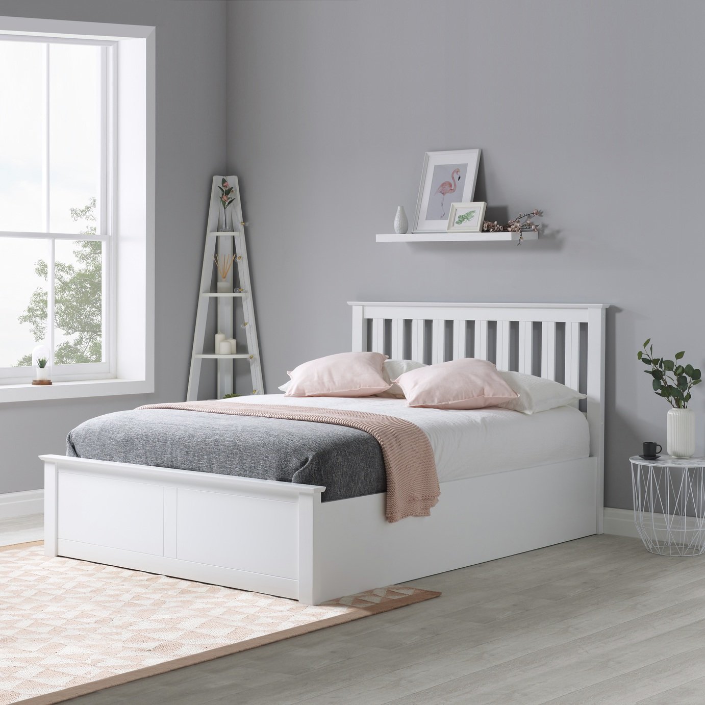 Birlea Phoenix Double Ottoman Bed with Mattress - White