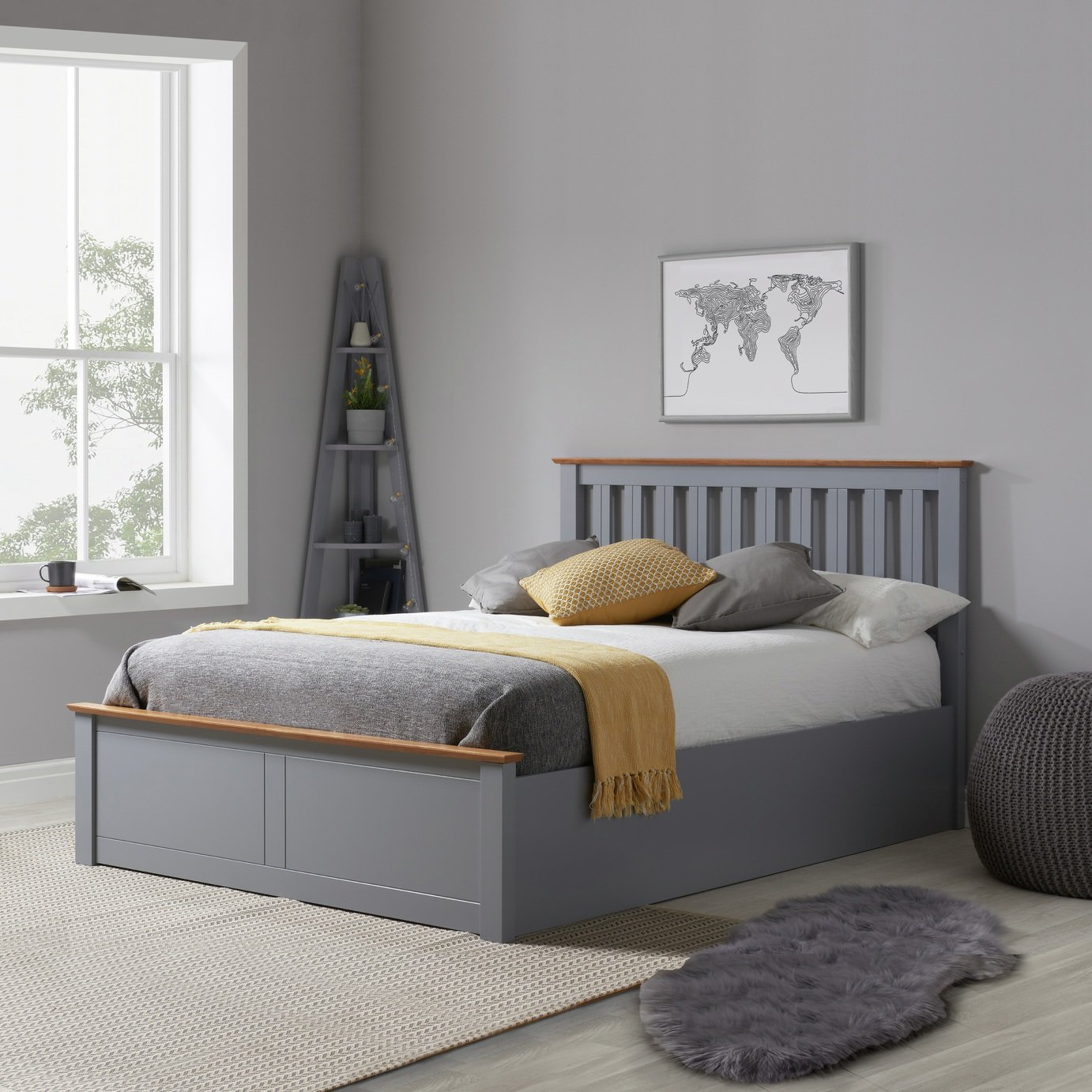 Birlea Phoenix Small Double Ottoman Bed with Mattress - Grey