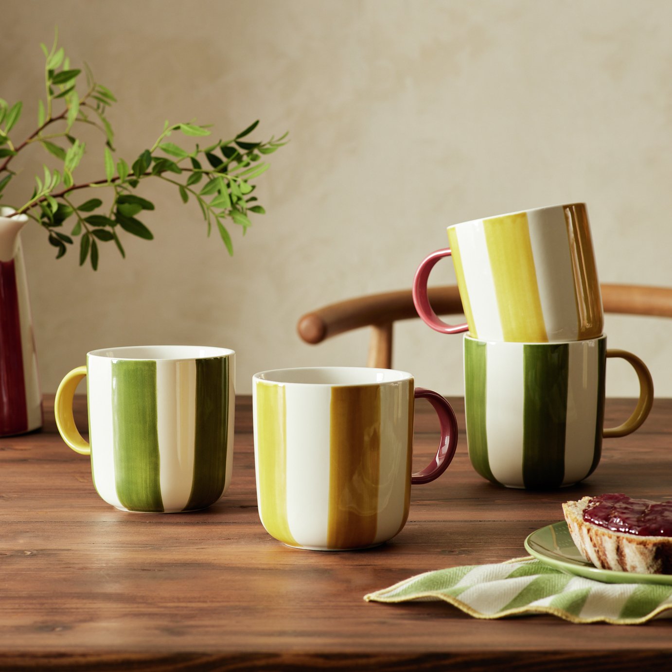 Habitat x Sanderson & National Trust Stripe Mugs 4pk