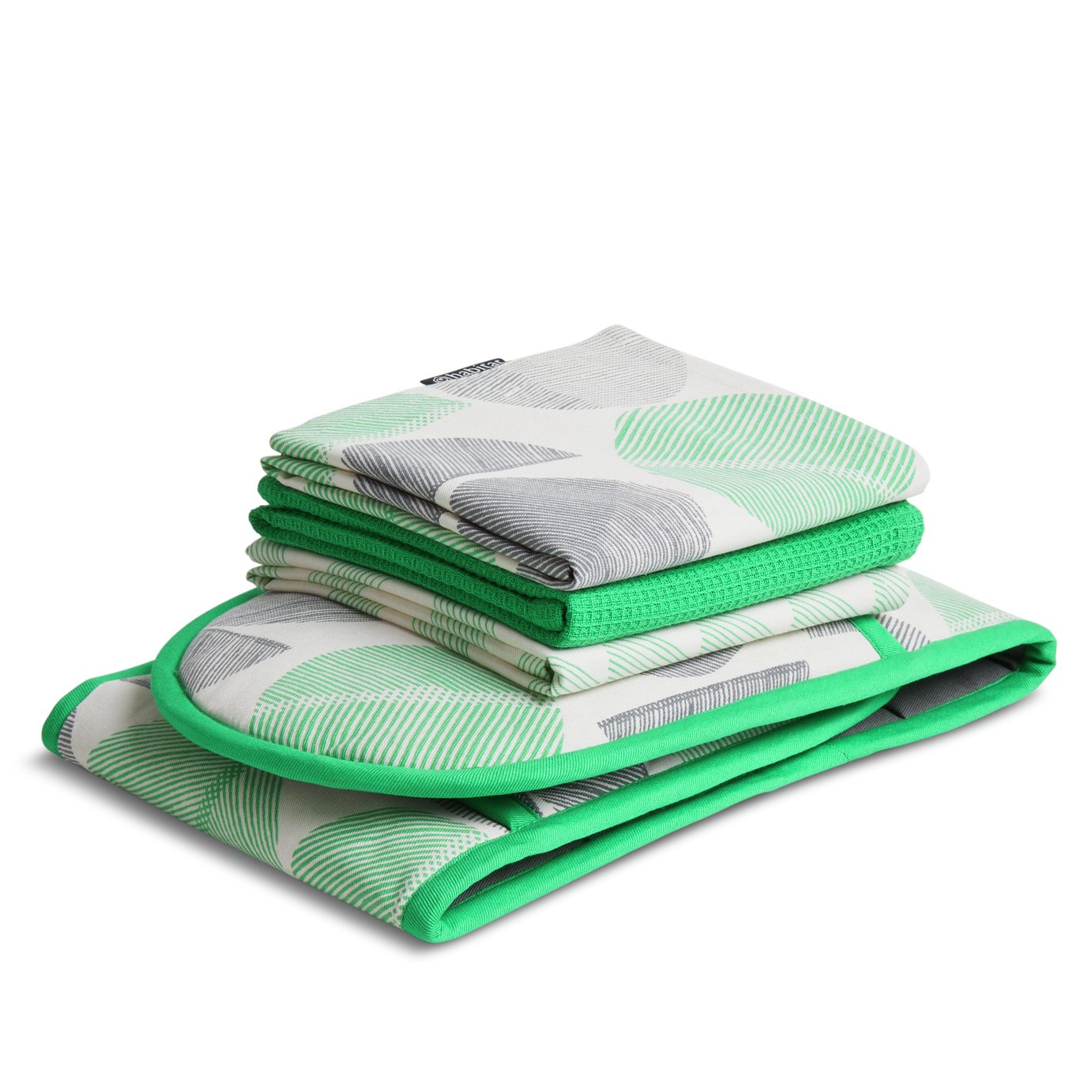 Habitat Linear Circles Cotton Textile Set - Green