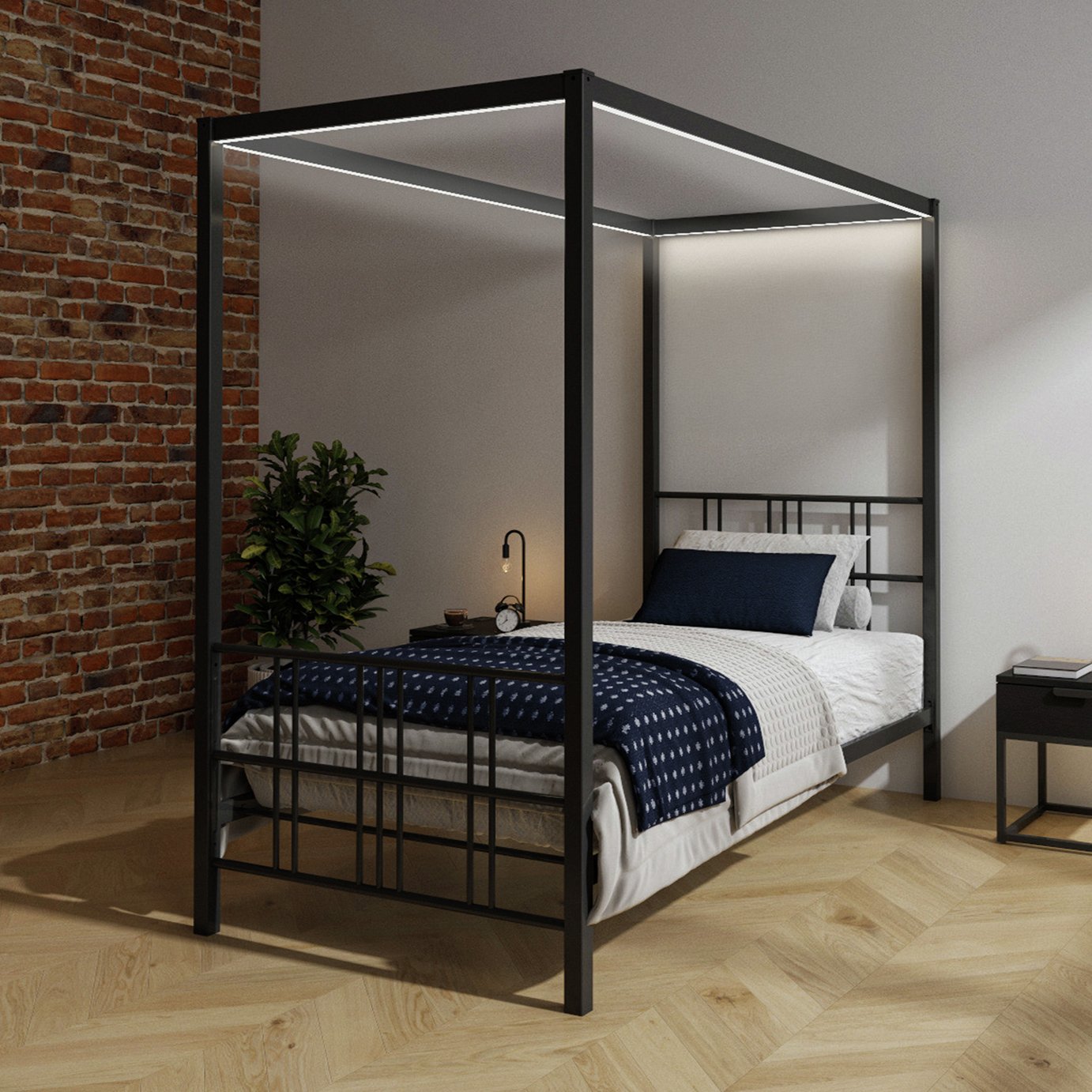 XR Living Fern 4 Poster Bed Frame With LED