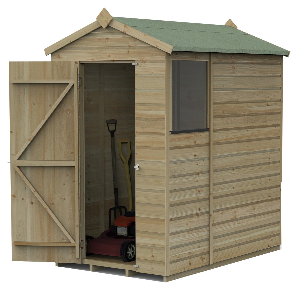 Forest Beckwood Shiplap 1 Window Apex Shed - 4 x 6ft