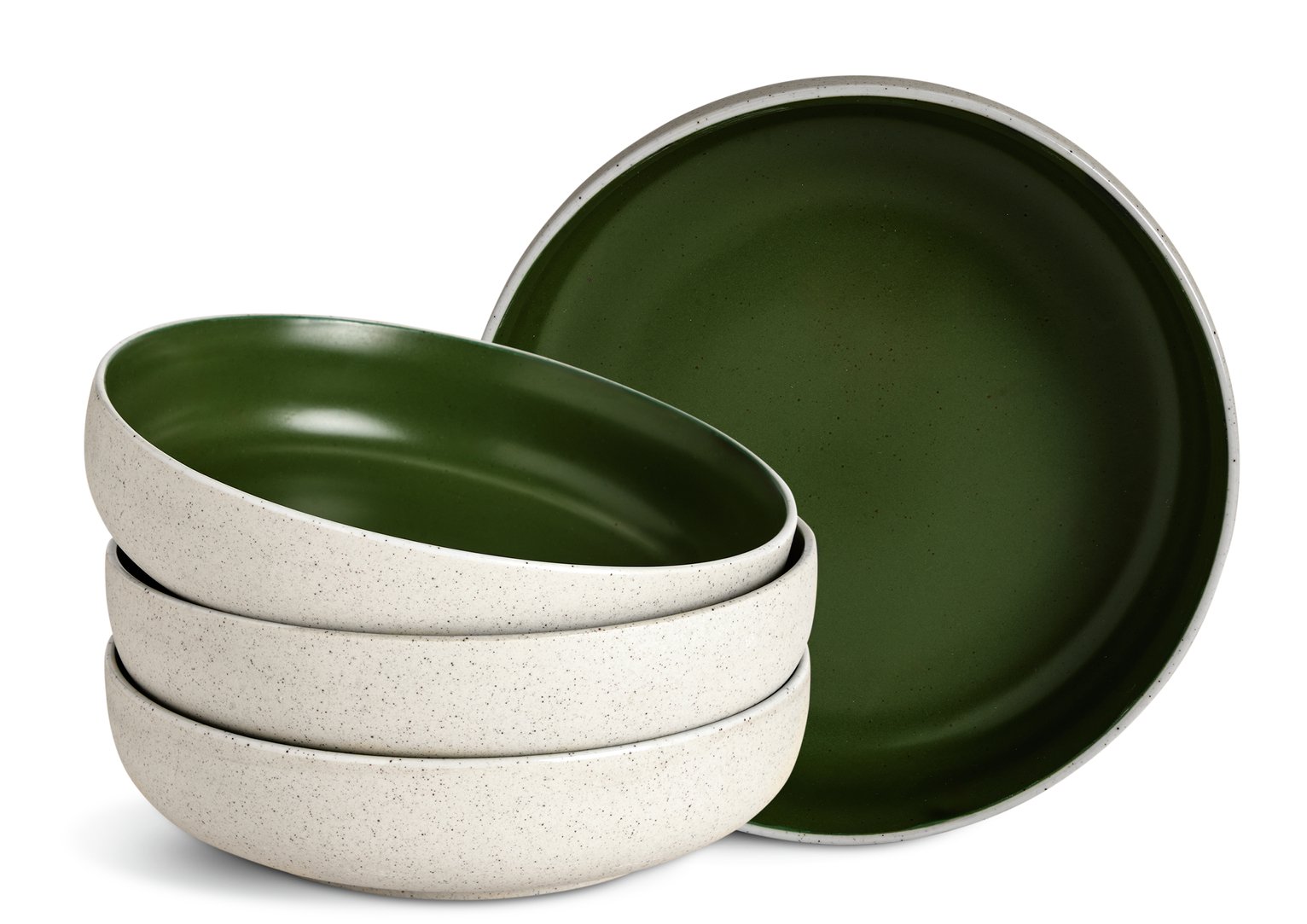 Habitat Raw Edge 4 Piece Stoneware Pasta Bowls - Green
