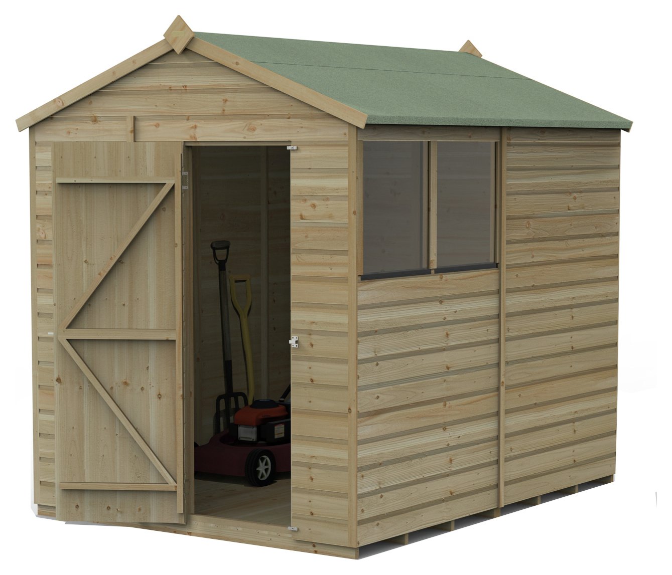 Forest Beckwood Shiplap 2 Windows Apex Shed - 6 x 8ft