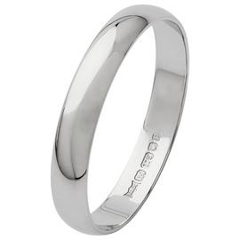 Revere 9ct White Gold D-Shape Wedding Ring - 3mm - N