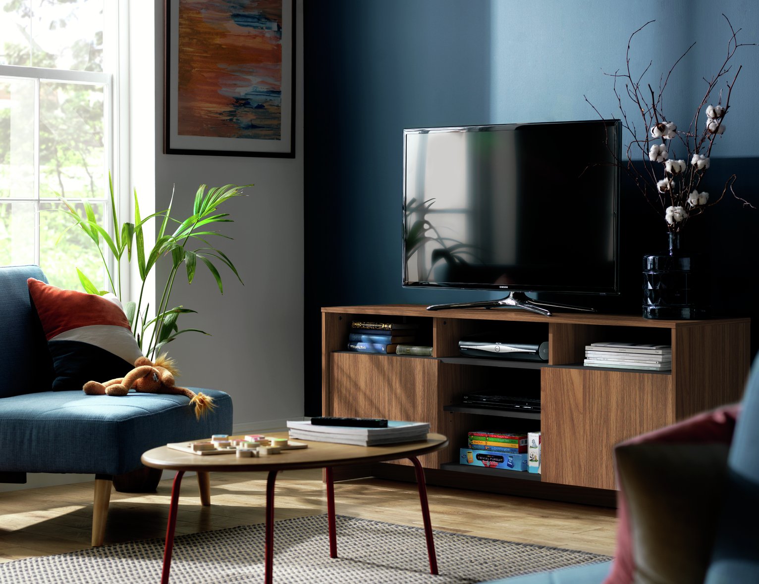 Habitat Turin 2 Door TV Unit - Black & Walnut Effect