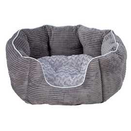 Grey Cord Oval Pet Bed - Medium