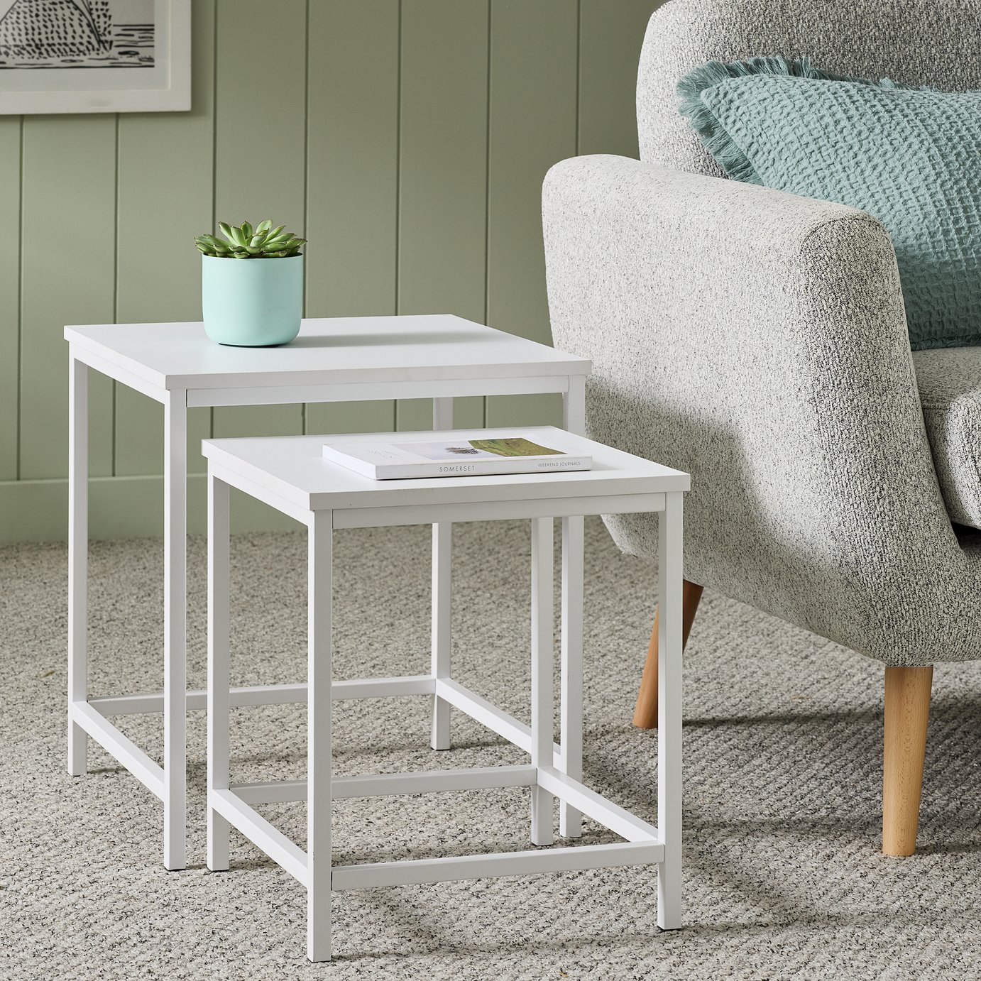 Argos Home Toby Nest of 2 Tables - White