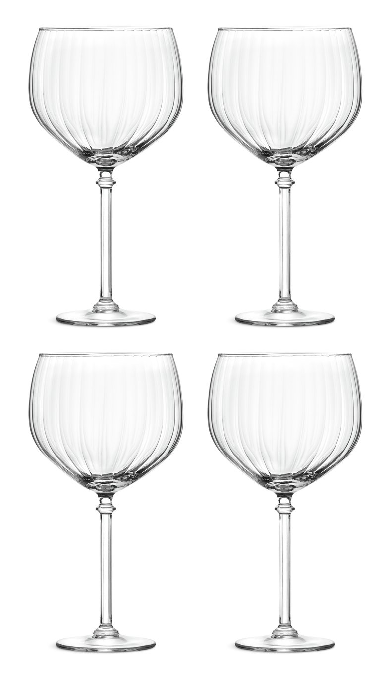 Habitat Optic Ribbed Set of 4 Gin Glasses