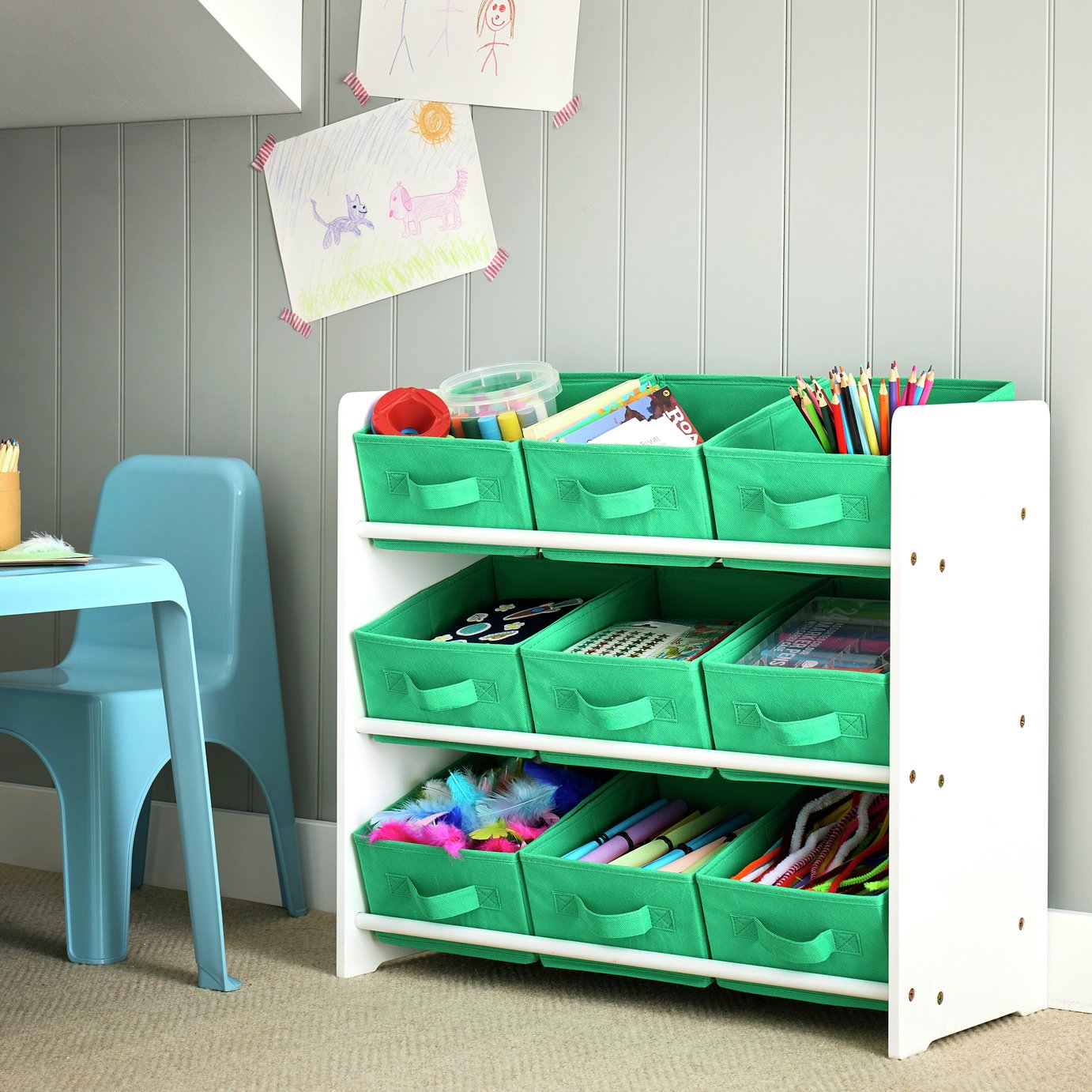 Argos Home Kids 3 Tier Basket Storage Unit - Green