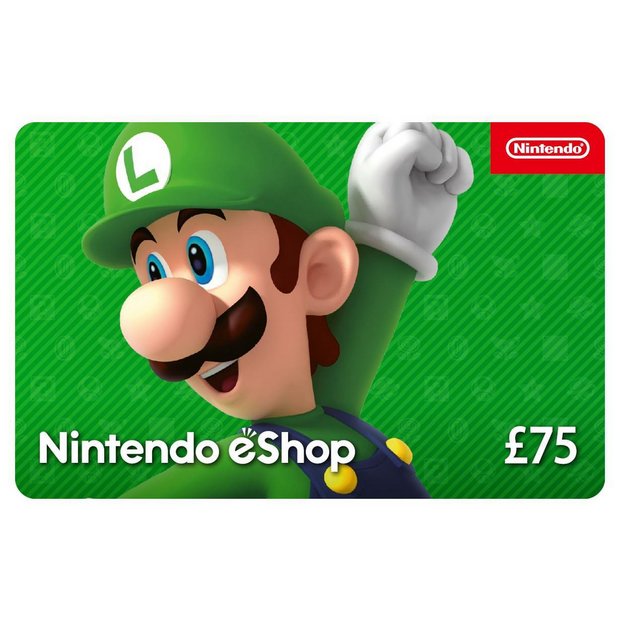 Buy Nintendo eShop Card 75 GBP Voucher Nintendo e shop cards Argos