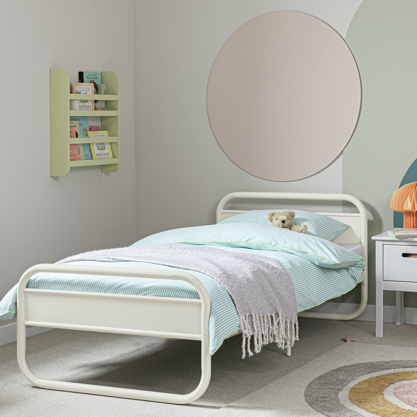Habitat Kids Rory Curved Single Metal Bed Frame - Pale Grey