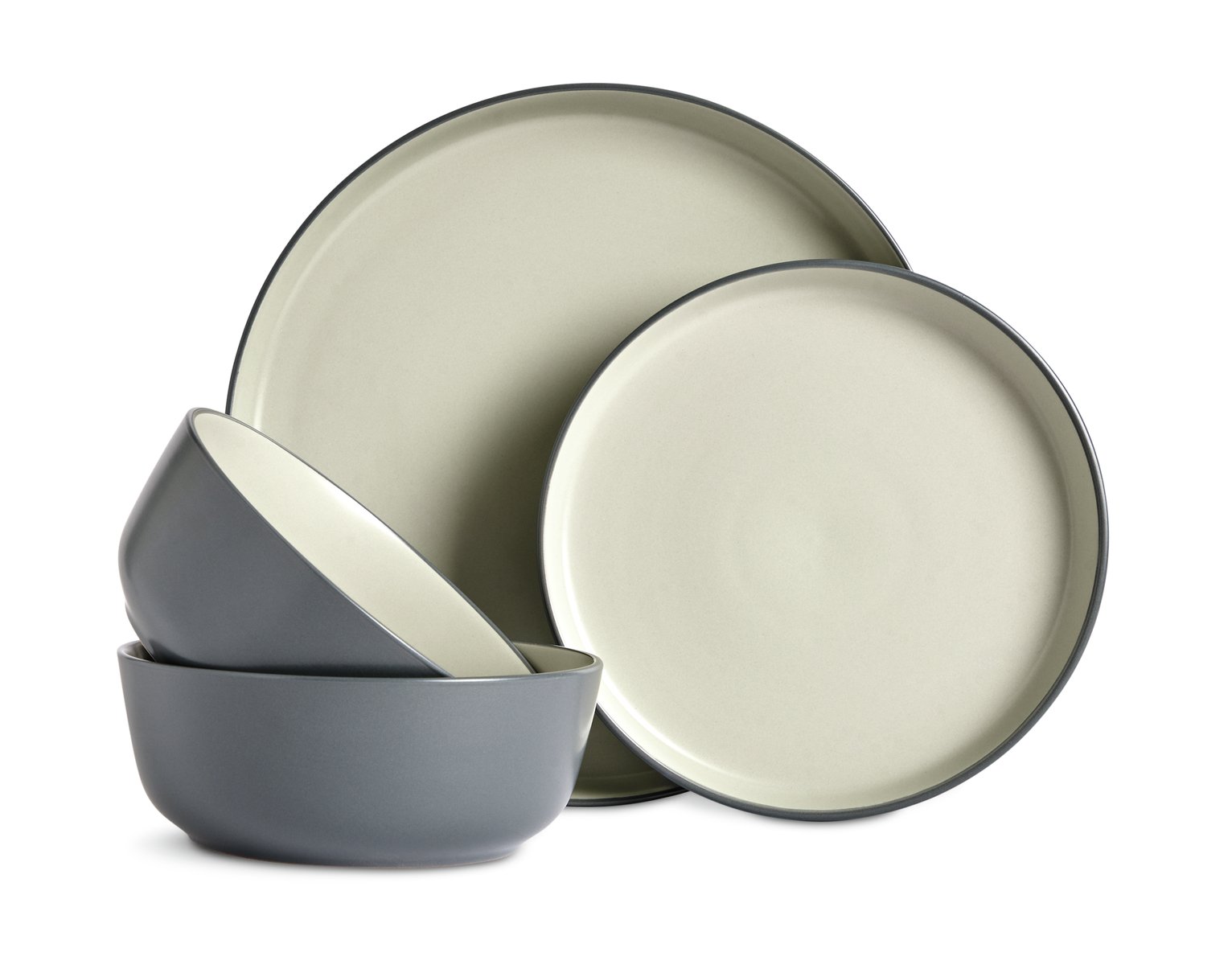 Habitat Two Tone 16 Piece Stoneware Dinner Set