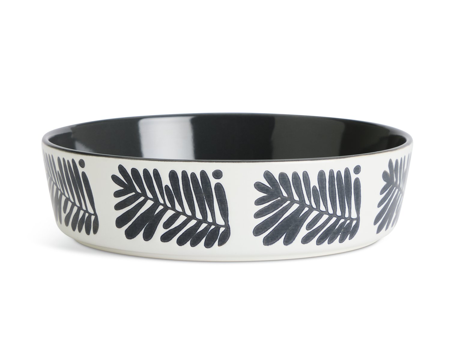 Habitat Leaf 4 Piece Stoneware Pasta Bowls - Black & White