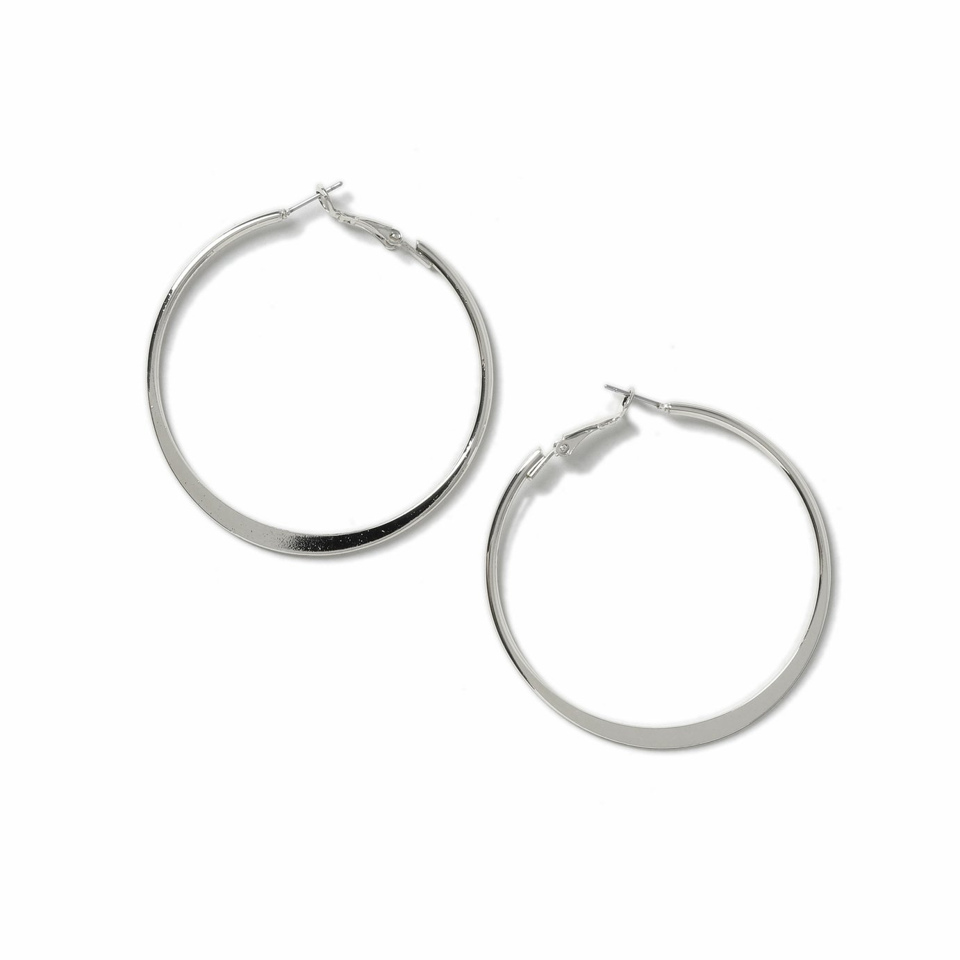 Freedom Silver Knife Edge Hoop Earrings