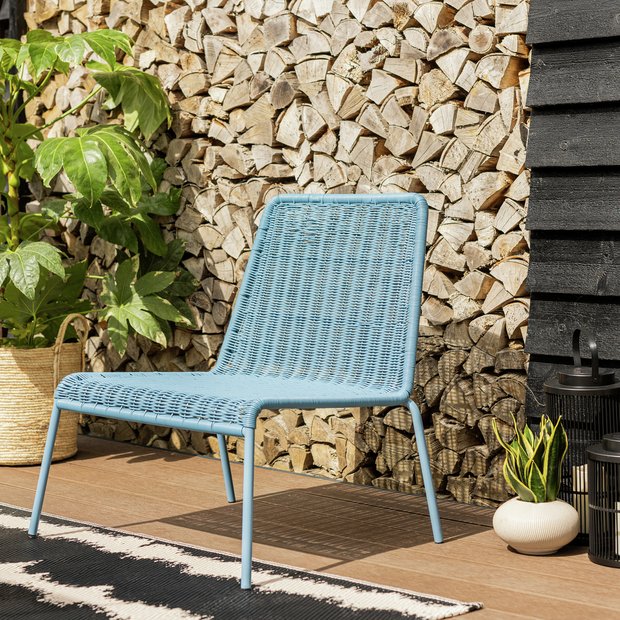 Buy Habitat Sona Rattan Effect Garden Chair Blue Garden chairs