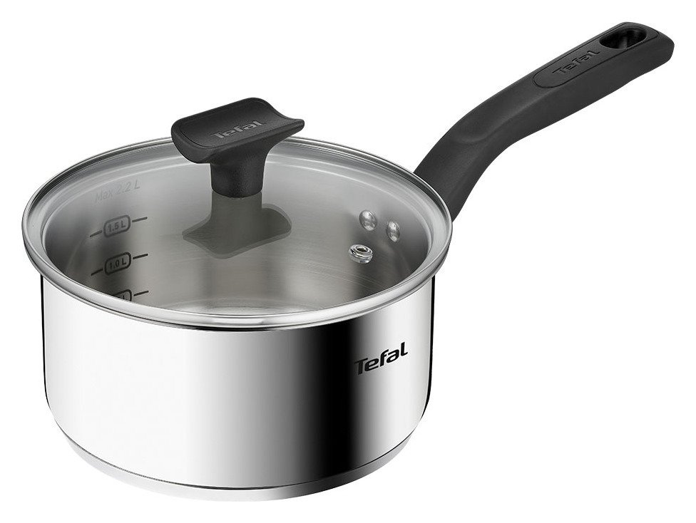 Tefal Titanium Max 18cm Stainless Steel Sauce Pan - Grey