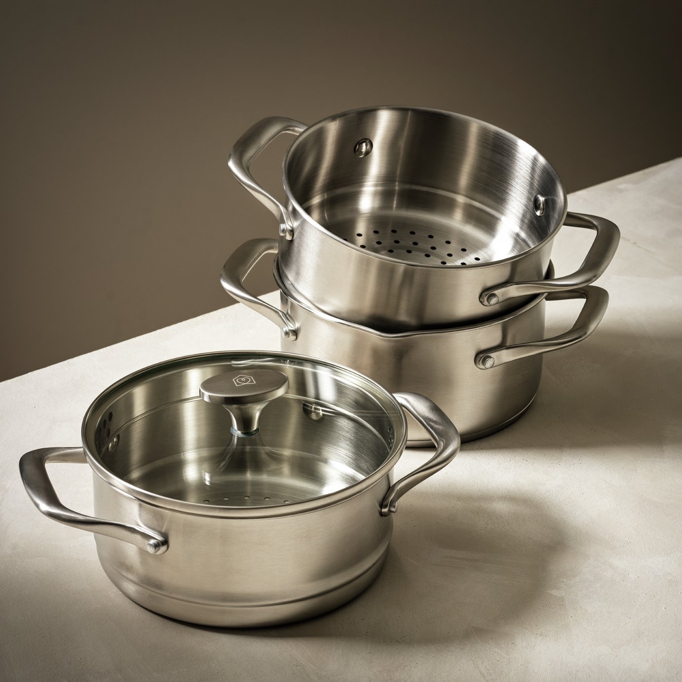 Habitat 3 Tier Brushed Stainless Steel Steamer
