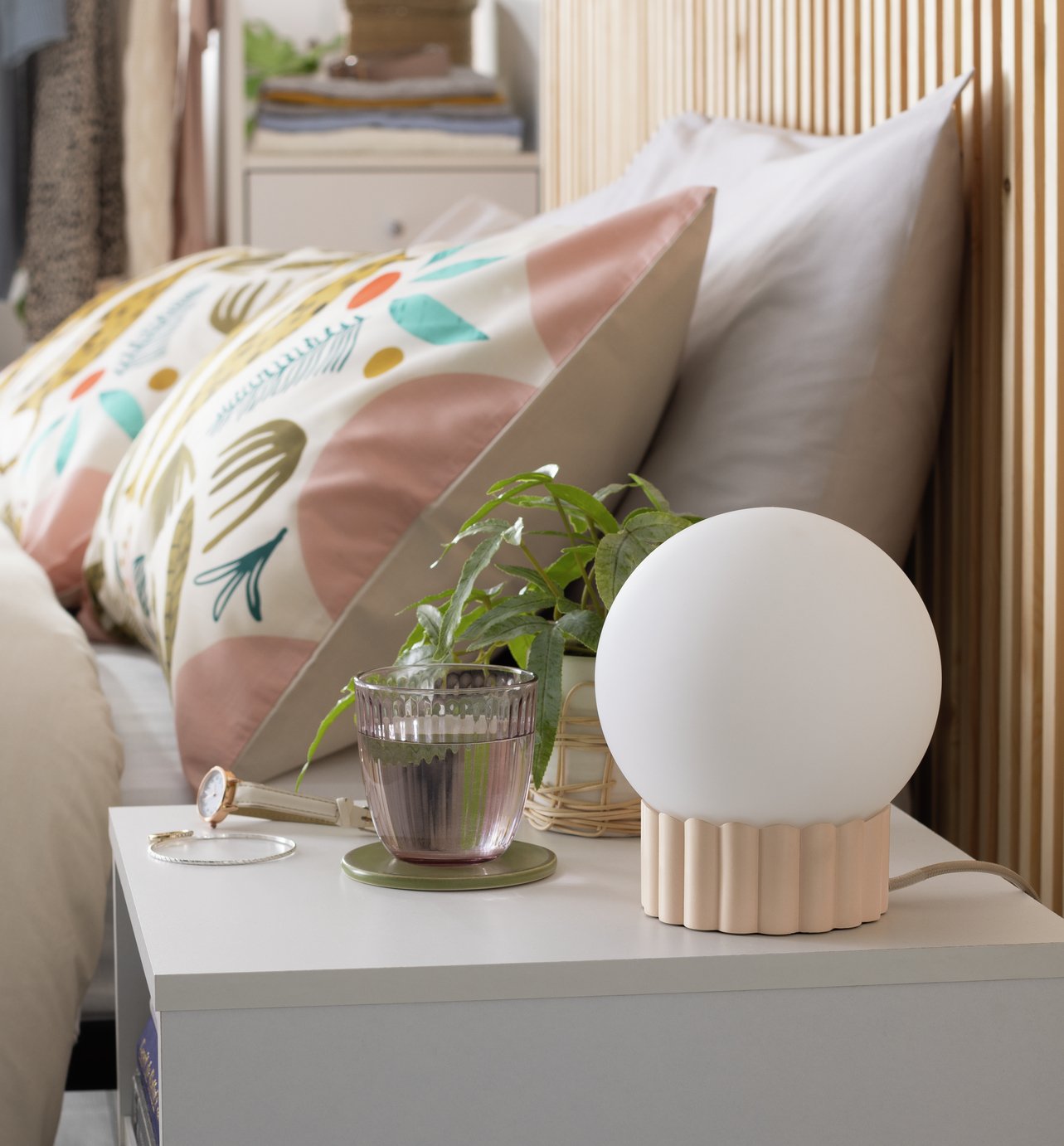 Habitat Ribbed Globe Table Lamp