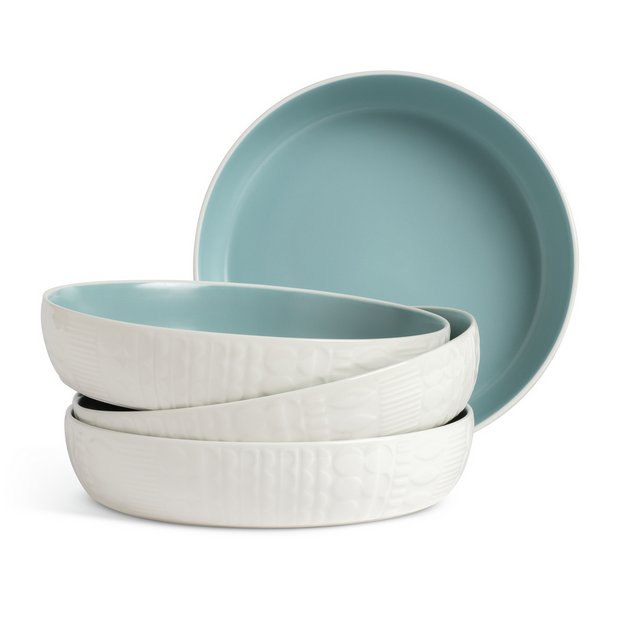 Buy Habitat Embossed Block floral 4 Piece Stoneware Pasta Bowls Serving bowls and platters Argos