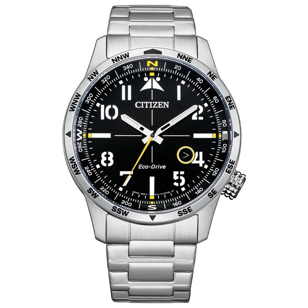 Buy Citizen Men s Aviator Stainless Steel Bracelet Watch Men s watches Argos