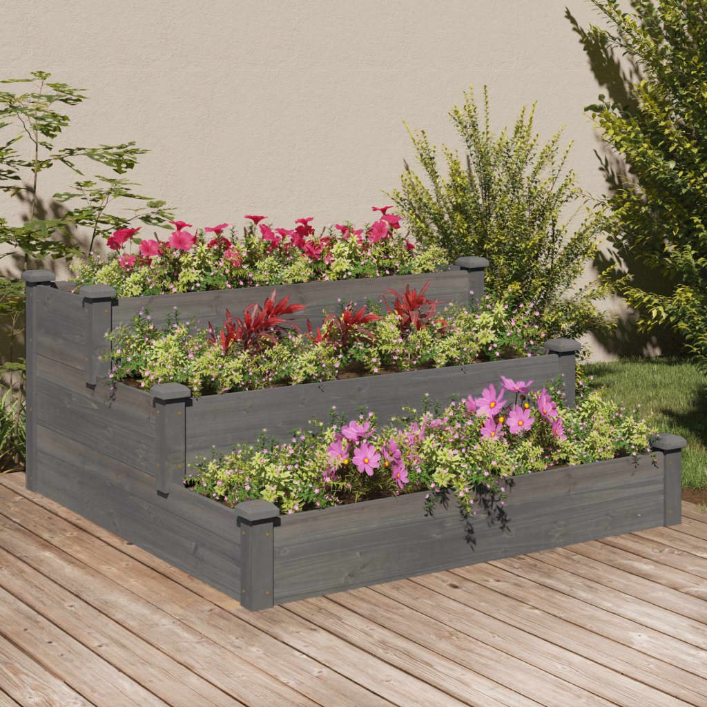 Walplus Firwood Raised Garden Bed - Grey - 120 x 120 x 56 cm