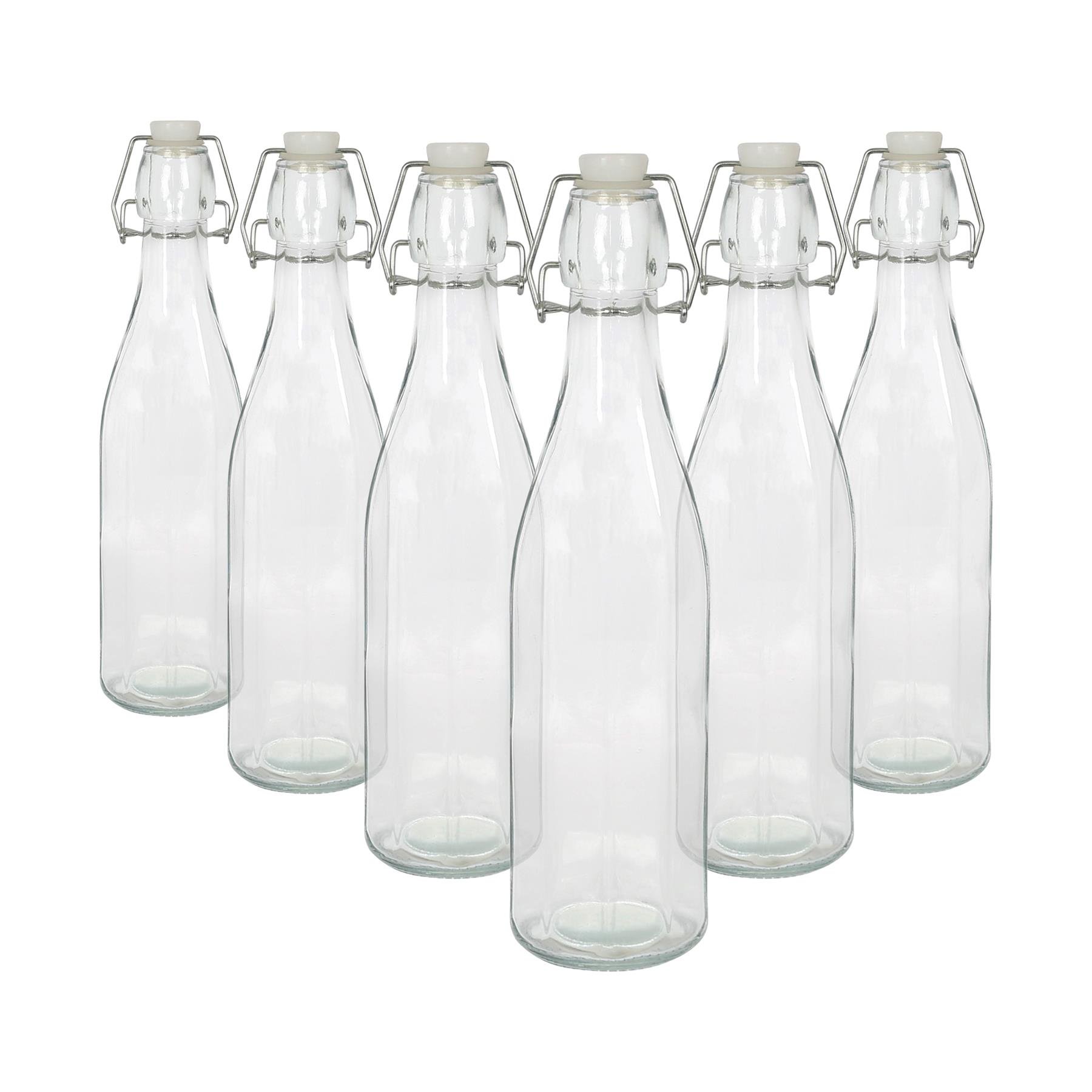 Argon Tableware Glass Bottles with Swing Top - Pack of 6