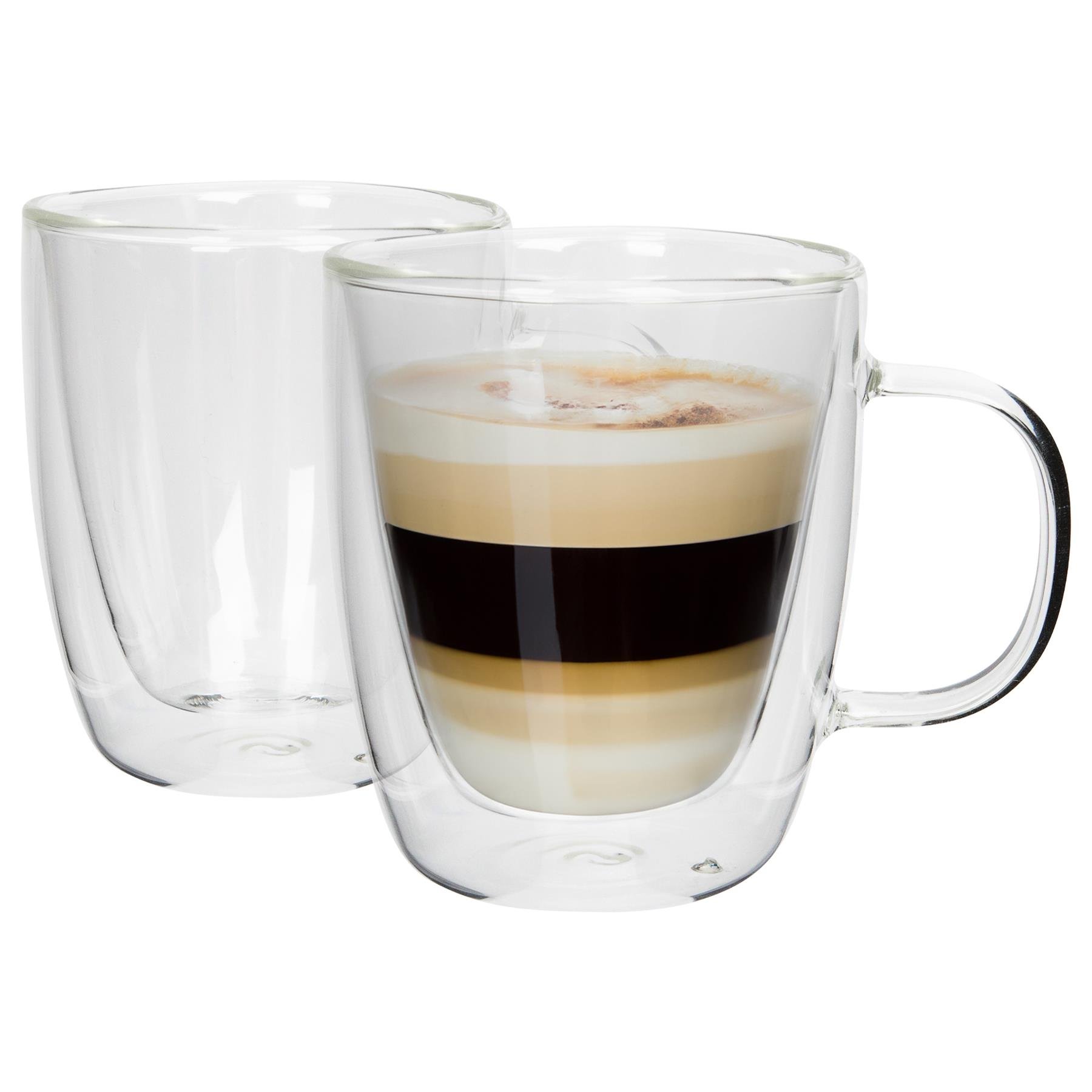 Rink Drink Double-Walled Glass Coffee Cups Set - 386ml - Pack of 2