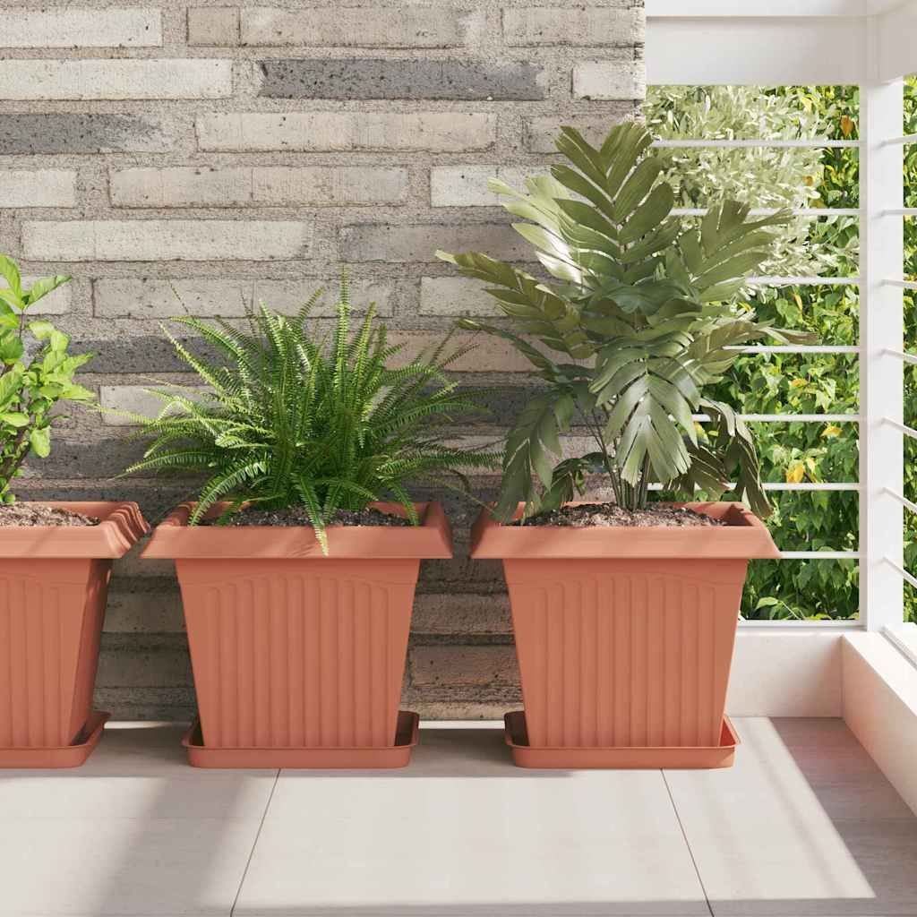 Walplus Pack of 6 Plastic Planter - Brick Red - 33 x 33 x 26 cm