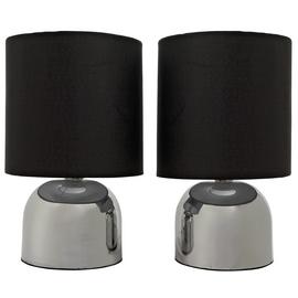 Argos Home Pair of Touch Table Lamps - Jet Black and Chrome