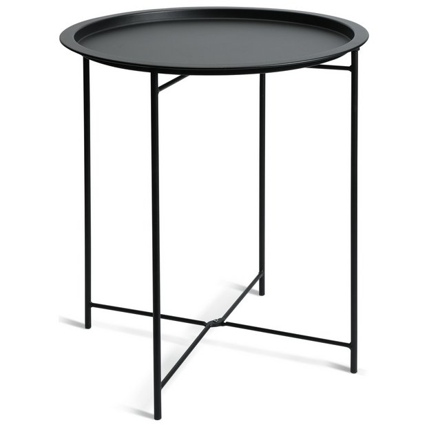 Buy Habitat Pula Folding Metal Side Table - Black | Garden tables | Habitat